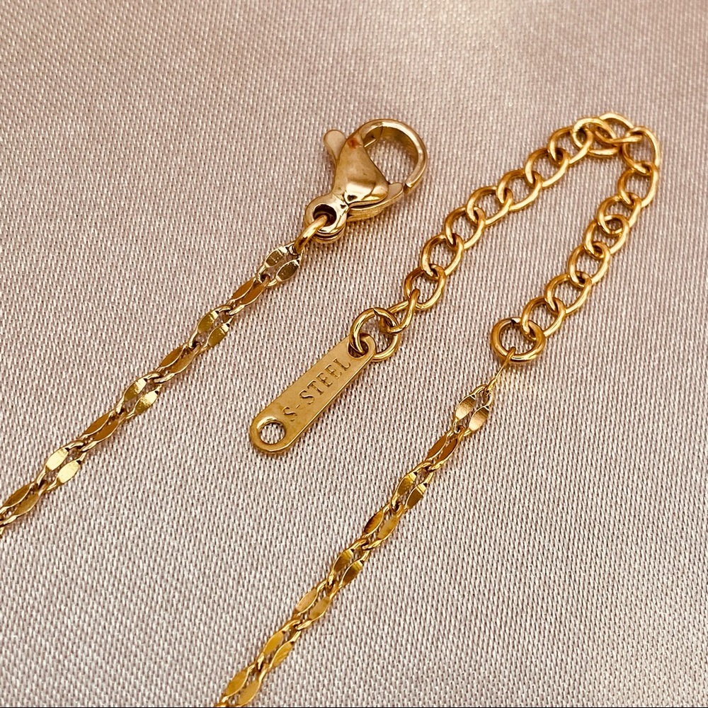 18K Gold CZ Butterfly Lip Chain Necklace - Picture 6 of 7